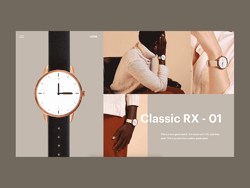 Watch animation clean ecommerce gif grid interaction layout minimal store ui ux web