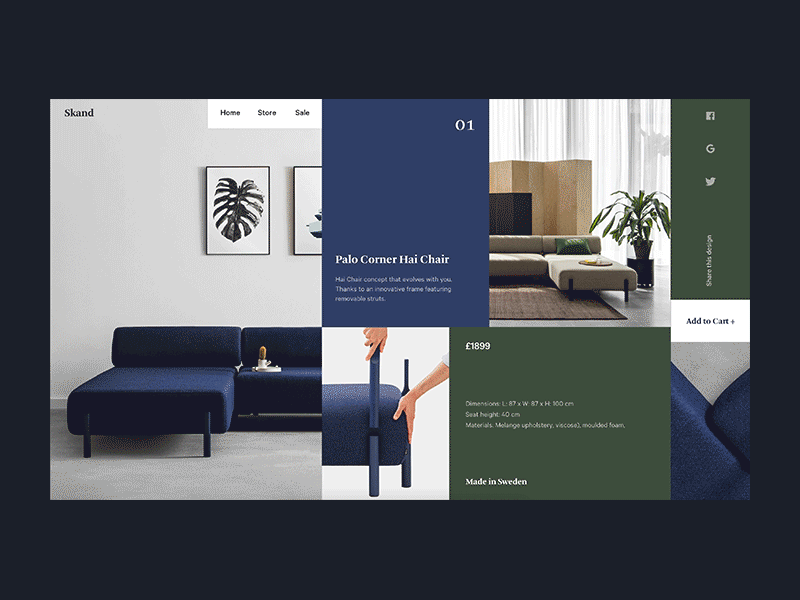 Mondrian Style Web page animation ecommerce furniture gif interaction landing mondrian ui ux web website