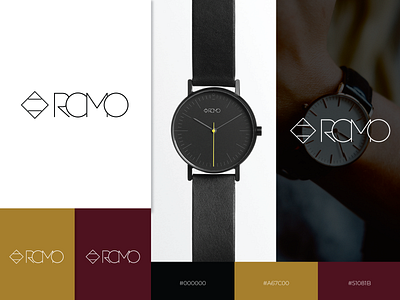 Romo Watches Branding adobe branding design illustrator logo logo design minimal product vector