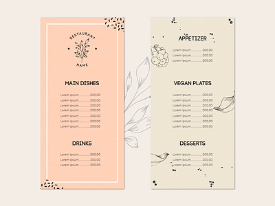 Vegan Menu Design branding design food illustration illustrations illustrator menu menu design minimal restaurant vegan