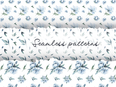 Watercolor seamless patterns branding design illustration typography акварель паттерн