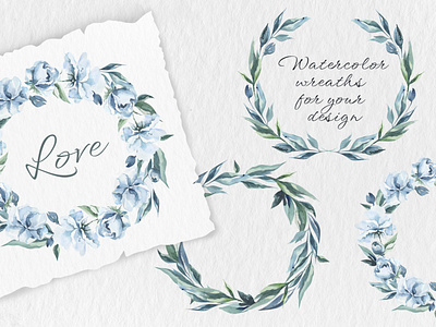 Watercolor wreaths branding design illustration typography акварель вінок