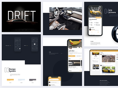 DRIFT - Social network for motorist app car composition design designsystem goodrequest ios motorist web yellow