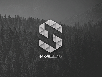 Logo and Branding - Harp and Sling Design black and white branding company design fog geometric logo trees vector