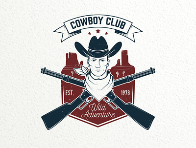 Cowboy Club adventure badge cowboy logo vector vintage wild west