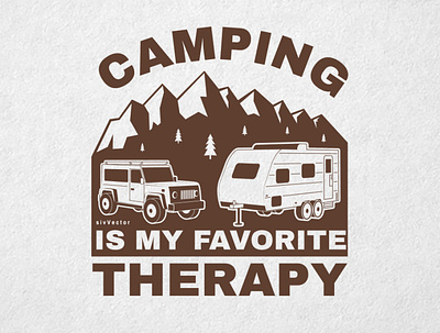 Camping is my favorite therapy adventure badge camper camping design mountain outdoor patch rv trailer vector