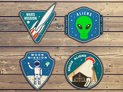 Space Adventure 🚀 Patches adventure alien logo patch patch design space ufo vector