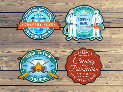 Disinfection 😷 Service Patches advertising badge banner cleaning disinfection logo patch services