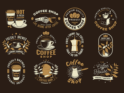 Coffee Shop badge coffee design illustration logo retro shop