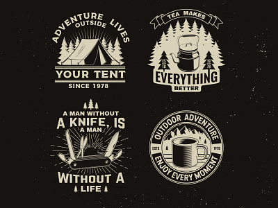 Camping Badge adventure badge camp camping forest knife mug outdoor patch tent