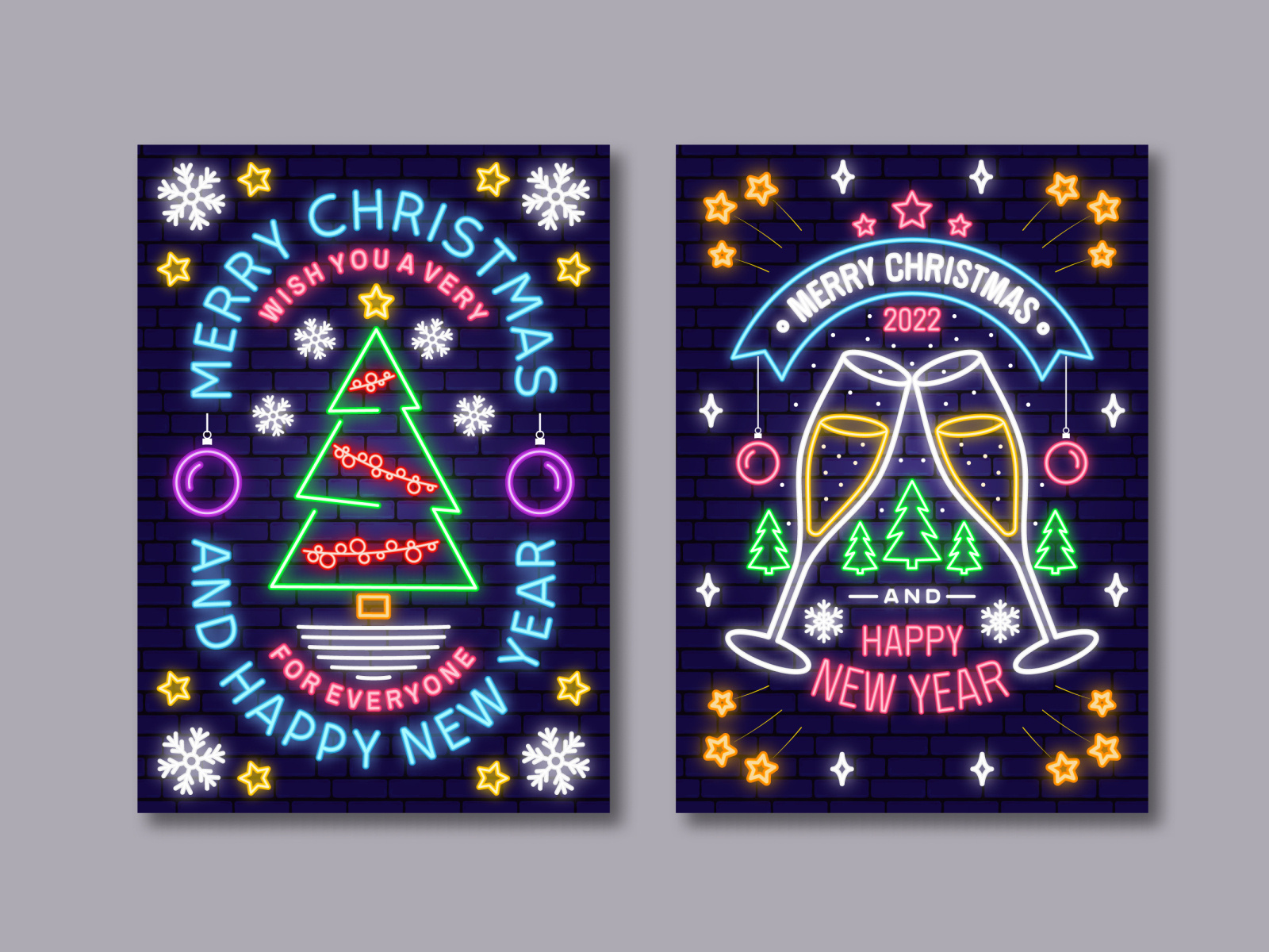 Neon Light Christmas Greeting Card by sivVector on Dribbble