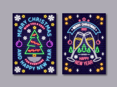 Neon Light Christmas Greeting Card