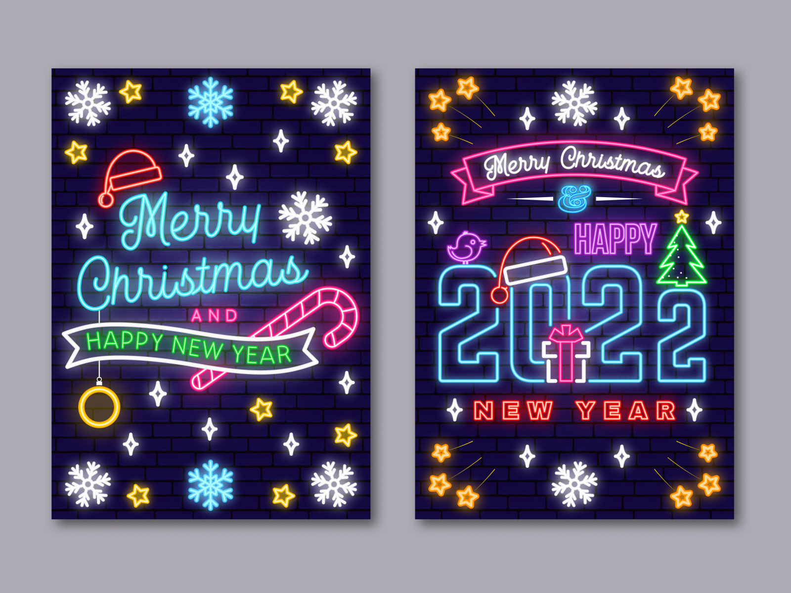 Neon Light Christmas Greeting Card by sivVector on Dribbble