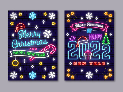 Neon Light Christmas Greeting Card art christmas design graphic design light lignt logo new poster sivvector vector xmas year