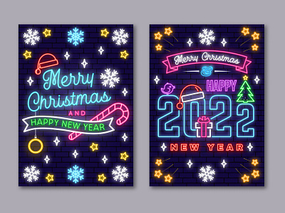 Neon Light Christmas Greeting Card