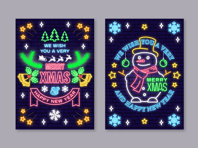 Neon Light Christmas Greeting Card
