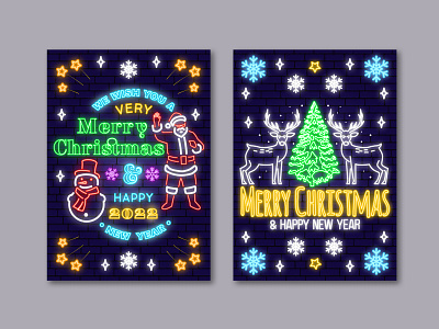Neon Light Christmas Greeting Card