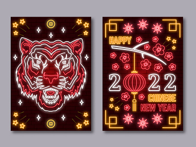 Happy Chinese New Year 🧨🎆 chinese chinese new year neon neonlight new year poster tiger