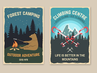 Outdoor Adventure Poster adventure camp camping climb climbing design illustration mountain outdoor patch poster rock climb ui