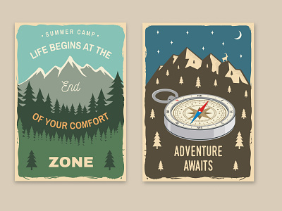 Outdoor Adventure Posters adventure banner camp camping compass design graphic design illustration logo outdoor poster ui