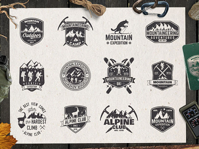 Mountain expedition badges adventure badge emblem expedition explore label mountain outdoor recreation vintage wilderness