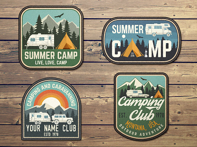 Summer camp patches by sivVector on Dribbble