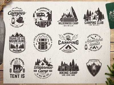 Adventure Camp Badges adventure badge camp camping design logo outdoor
