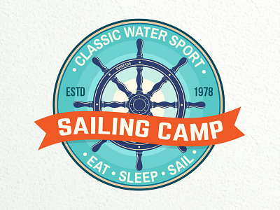 Sailing Camp adventure badge camp logo outdoor patch sail sailing sport vector water