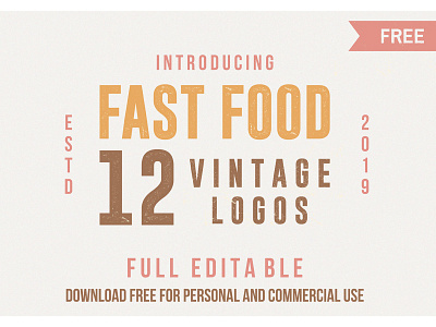 FREE Fast Food vintage logo badge design fast food fastfood free freebie logo vector