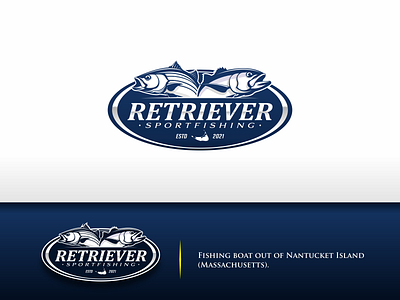 Unused Logo Retriever Sportfishing. bluefish boat emblem emblem logo fishing fishing logo fishing rod fishingboat logo outdoor sportfishing strippedbass