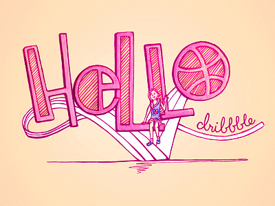 Hello Dribbble illustration lettering