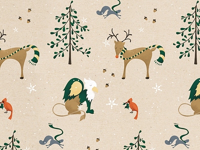 William & Mary Woodland Creature Wrapping Paper griffin holidays illustration snow squirrel wrapping paper
