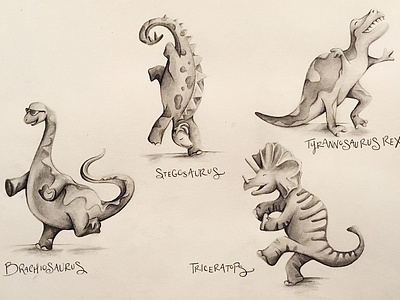 Dancing Dinosaurs! childrens illustration dinosaurs drawing fun illustration pen ink