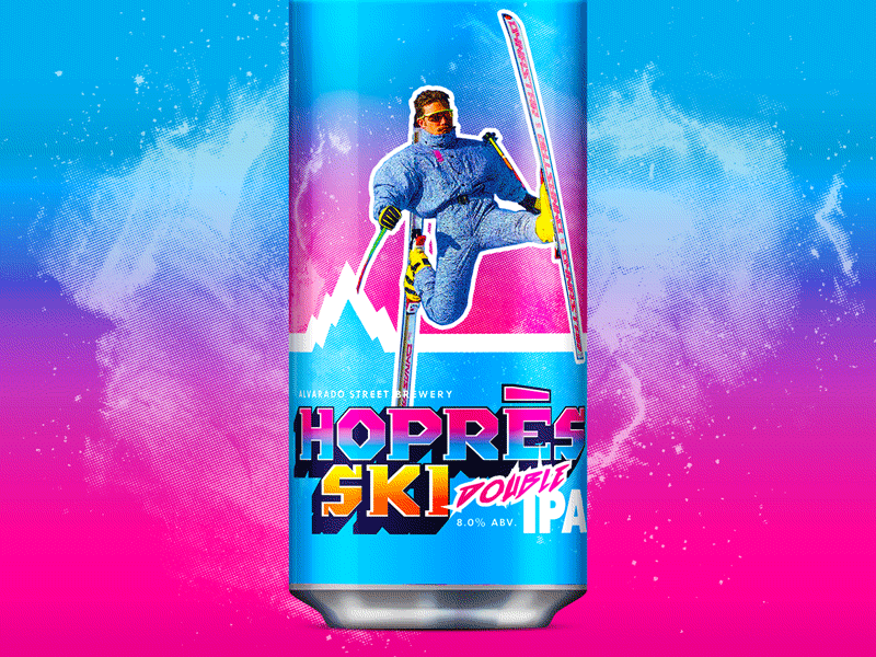 Hoprès Ski - Alvarado Street 80s alvarado beer can craft beer ipa mountains packaging ski snow snowboard