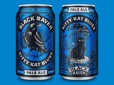 Black Raven - Kitty Kat Blues beer bird black blueberry can cat craft beer kitty packaging raven