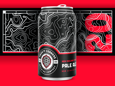 20 Corners beer black can craft beer design package design packaging red topography