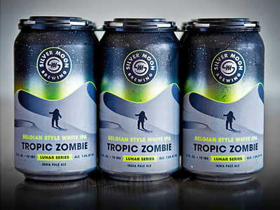 Silver Moon - Tropic Zombie beer cans craft beer design gradient ipa metallic moon package design packaging silver