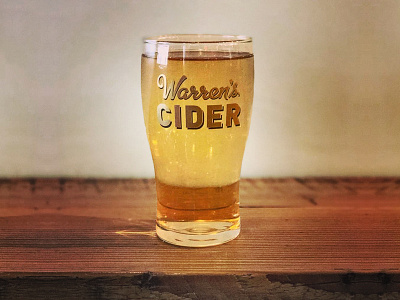 Warren's Cider cider glass gold logo script