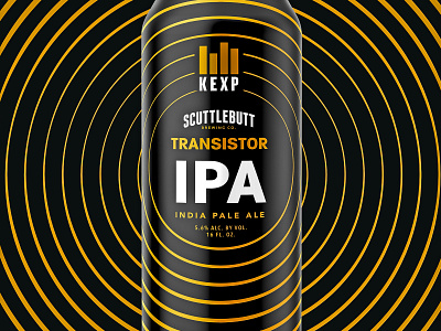 Scuttlebutt - Transistor IPA beer black can craft beer gold ipa music package design packaging radio