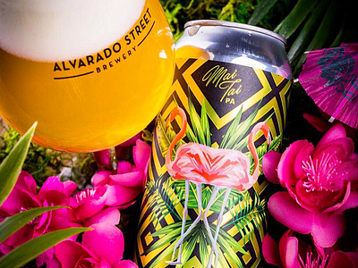 Alvarado - Double Dry Hopped Mai Tai beer can craft beer gold ipa package design packaging tropical