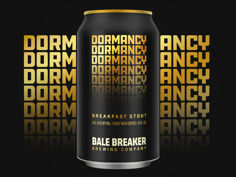 Dormancy Breakfast Stout beer black black and gold breakfast can coffee craft beer gradient metallic package design packaging stout