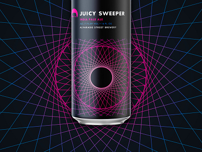 Juicy Sweeper IPA - Alvarado Street beer blue can craft beer gradient ipa juicy lineart package design packaging pink space tron