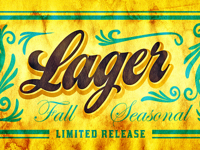 Lager Beer beer brewery craft beer distressed lager lettering script script lettering texture typography vintage