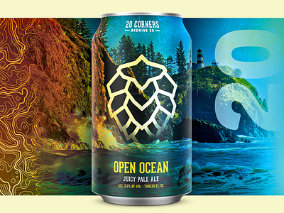 20 Corners Brewing Co - Can Concept beer brewery can craft beer hop ocean outdoors package design packaging topography