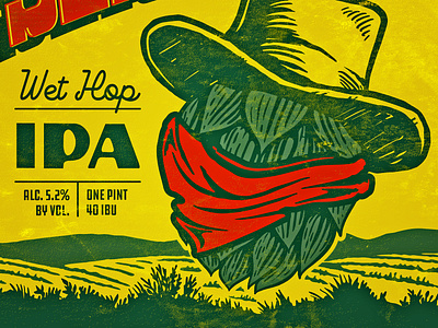 Citra Slicker IPA beer brewery can cowboy craft beer distressed hop ipa package design packaging western woodcut