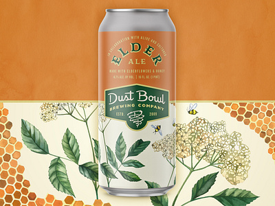 Elder Ale - Dust Bowl Brewing Company beer brewery california can collaboration craft beer design elderflower herbal honey package design packaging