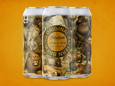 Original Pattern + Almanac - Jungle Gym animals beer brewery california can craft beer gold illustration ipa package design packaging vintage west coast