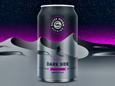 Dark Side Stout - Silver Moon beer brewery can craft beer gradient moon package design packaging purple space stars starwars stout