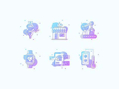 Internet of Things adobe illustrator color gradient house icons internet of things iot line robot vector