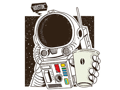 Houston We Have A Coffee 80s astronaut coffee humour illustration scifi space spaceman vector